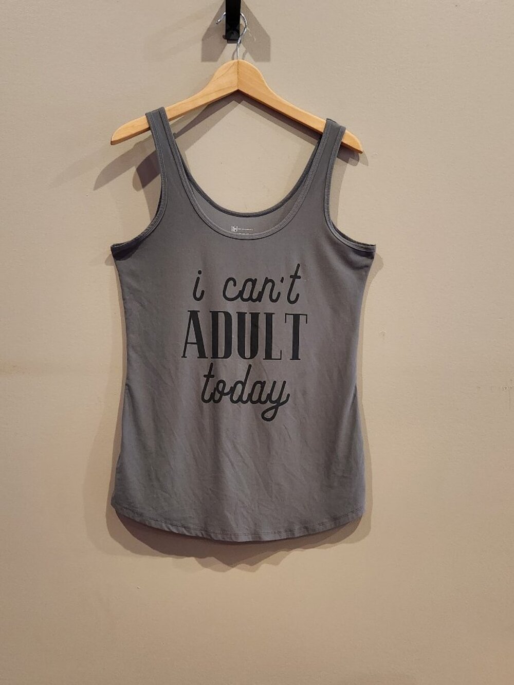 No Boundaries Women's XL Gray I Can't Adult Today Graphic Tank Top
